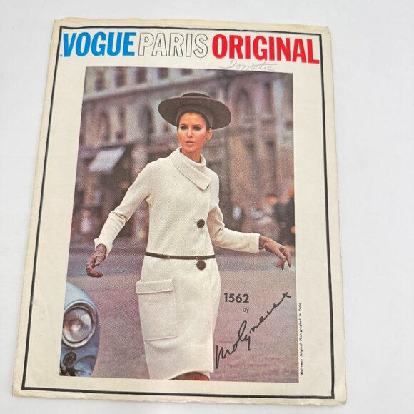Vogue Paris Original w/Label 1960s Side Wrapped MOLYNEUX Dress Sewing Pattern 15 - Picture 1 of 9